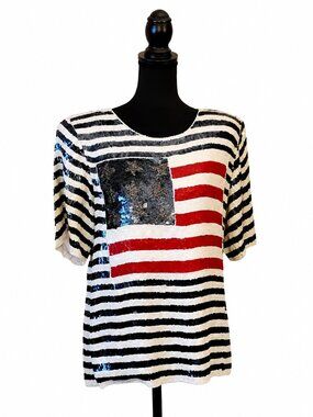 Jean for Joseph Le Bon Patriotic Sequin Top